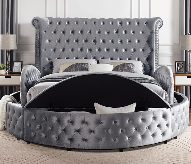 Velvet Gray Glam Bedframe