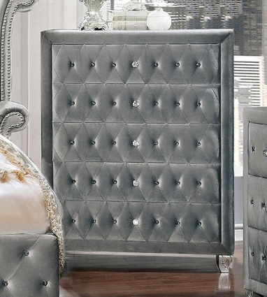 Velvet Gray Tufted Bedframe with WingBack