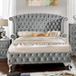 Velvet Gray Tufted Bedframe with WingBack