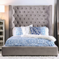 Gray Velvet Tufted High Headboard Bedframe