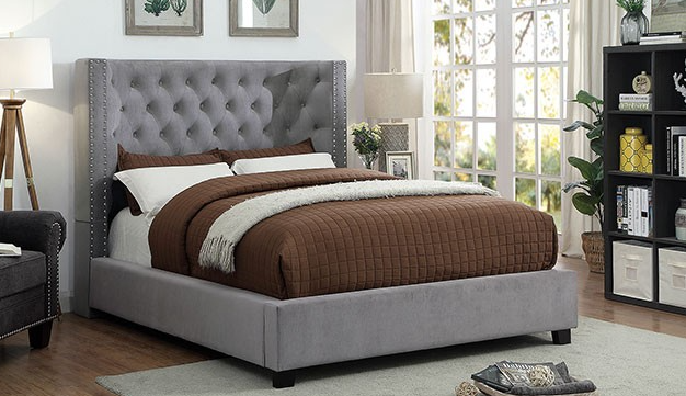 Gray Tufted Modern Bedframe