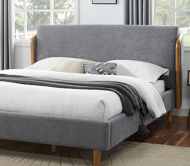 Gray Mid-Century Platform Bedframe