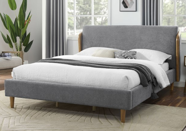 Gray Mid-Century Platform Bedframe