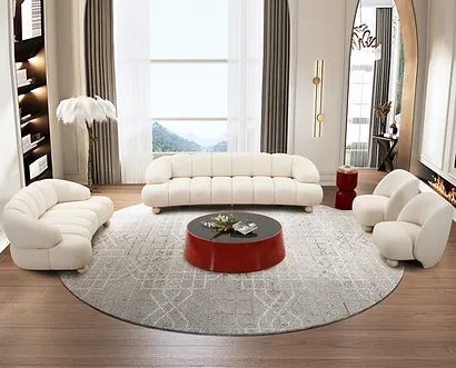 Modern White Chenille Sofa Loveseat Chair