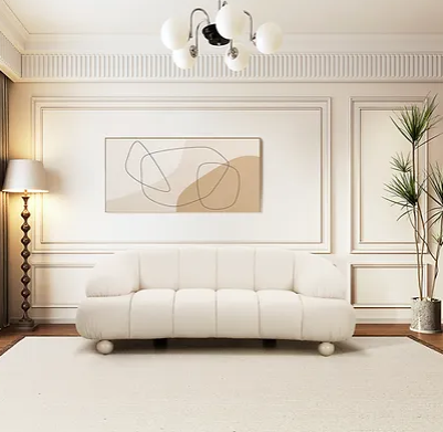 Modern White Chenille Sofa Loveseat Chair