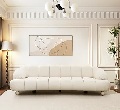 Modern White Chenille Sofa Loveseat Chair