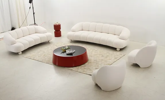 Modern White Chenille Sofa Loveseat Chair