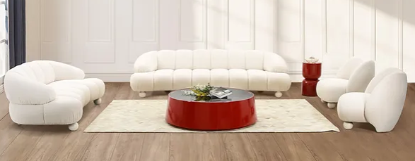 Modern White Chenille Sofa Loveseat Chair