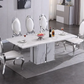 Rectangular Marble Dining Table with 6 Chairs Set