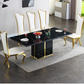 Rectangular Marble Dining Table with 6 Chairs Set