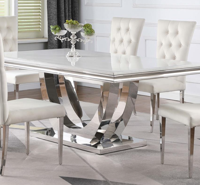 Rectangular Marble Dining Table with 6 Chairs