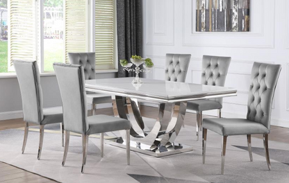 Rectangular Marble Dining Table with 6 Chairs