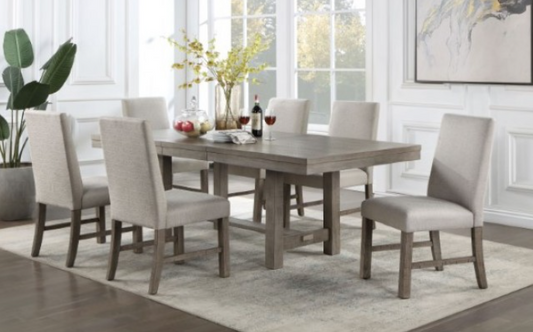 Rectangular Rustic Gray Dining table with 6 Chairs