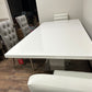 White Lacquer Dining Table with 6 Chairs