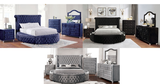 Velvet Gray Glam Bedframe