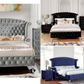 Velvet Gray Tufted Bedframe with WingBack