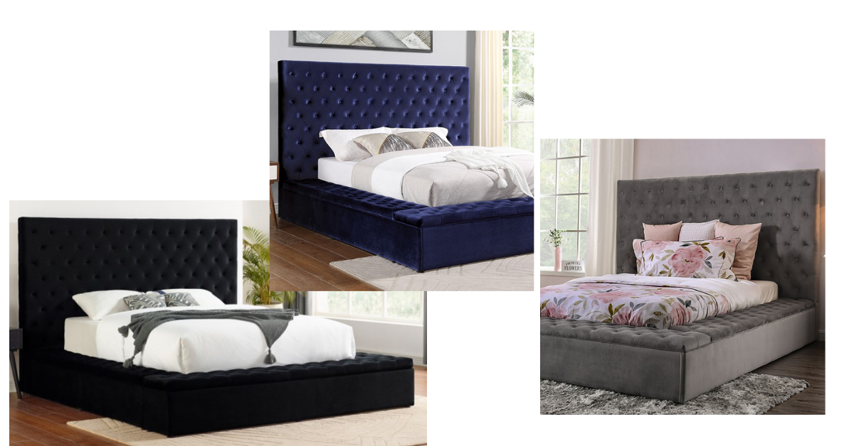 Velvet Tufted Modern Bedframe with Storage