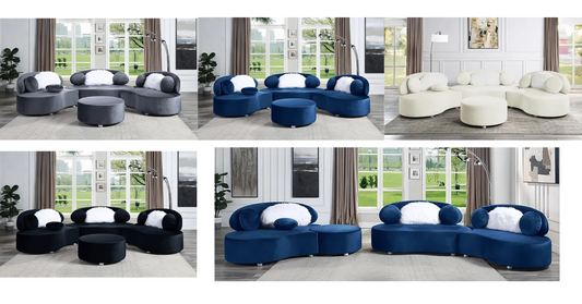 Modern Velvet Modular Sofa with Ottoman