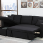 Black fabric pull out sectional