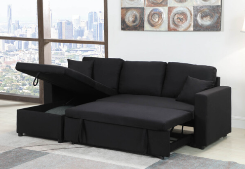 Black fabric pull out sectional