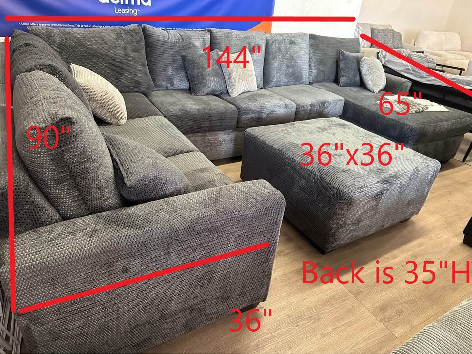 Custom Built Gray U Shape Sectional