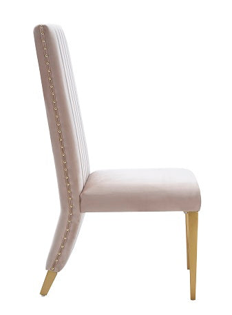 Modrest Keisha - Modern Beige Velvet and Gold Dining Chair Set of 2