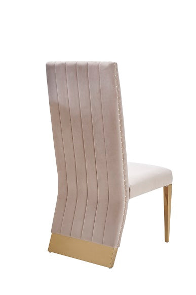 Modrest Keisha - Modern Beige Velvet and Gold Dining Chair Set of 2