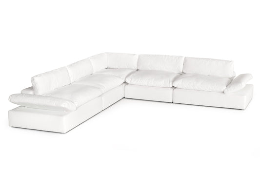 Divani Casa Kelly - Modern White Fabric Sectional Sofa