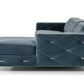 Divani Casa Chesterfield - Blue Velvet Right Facing Sectional Sofa