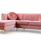 Divani Casa - Rachel Modern Pink Velvet Left Facing Sectional Sofa