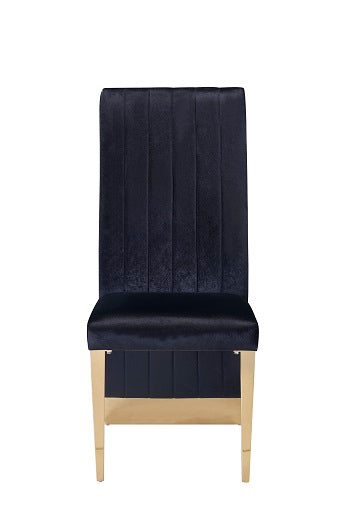 Modrest Keisha - Modern Black Velvet and Gold Dining Chair Set of 2