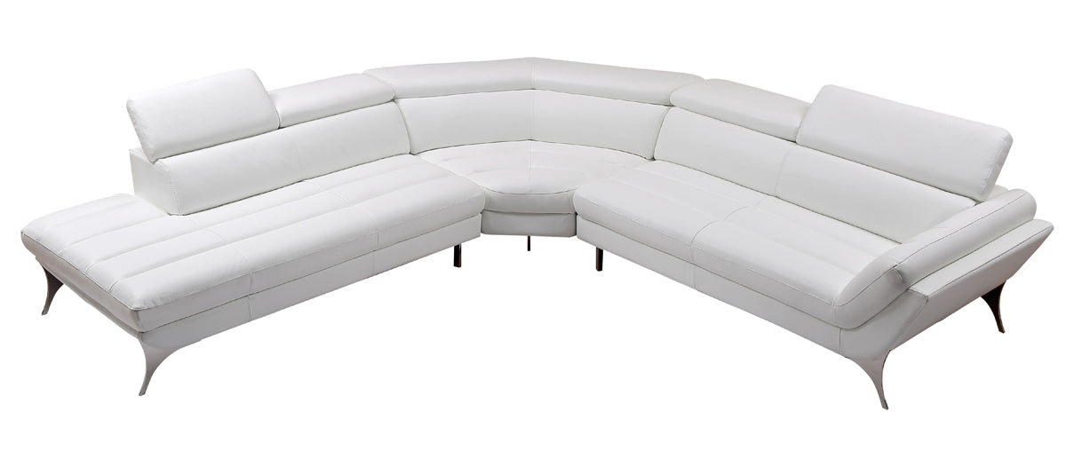 Divani Casa Graphite - Modern White Leather Left Facing Sectional Sofa