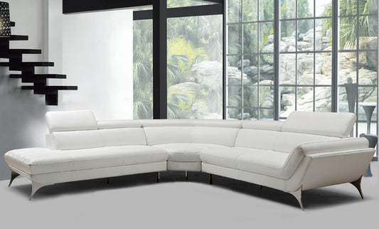 Divani Casa Graphite - Modern White Leather Left Facing Sectional Sofa