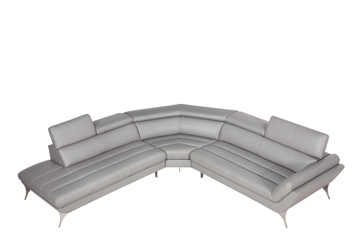 Divani Casa Graphite - Modern Grey Leather Left Facing Sectional Sofa