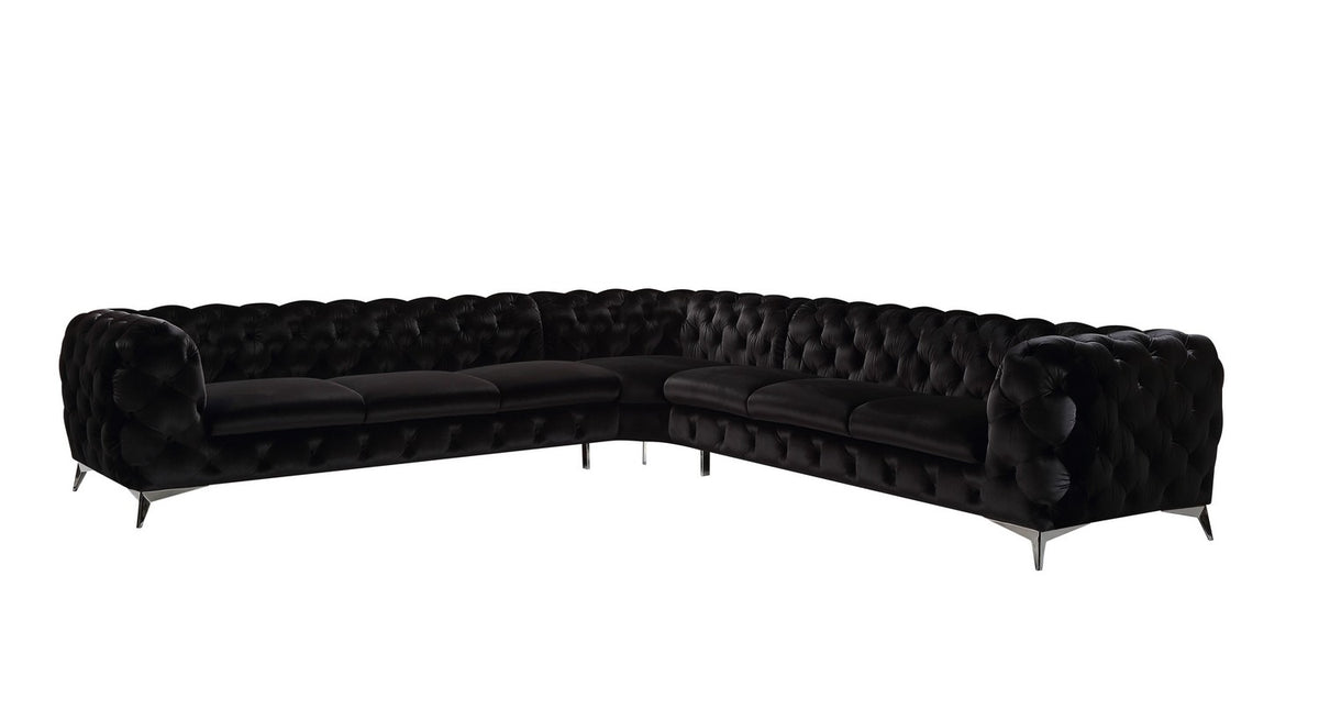 Divani Casa Delilah - Modern Black Fabric Sectional Sofa