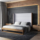 Modrest Heloise - Contemporary Grey Fabric & Walnut Trim Bed