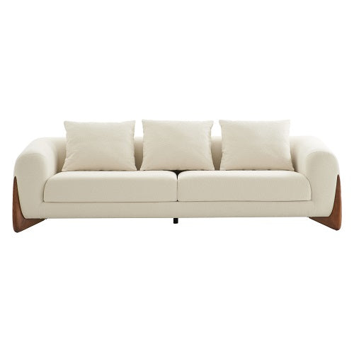 Modrest Fleury - Contemporary Cream Fabric and Walnut Sofa