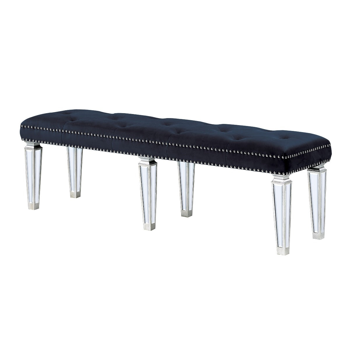 Navy Velvet Bench