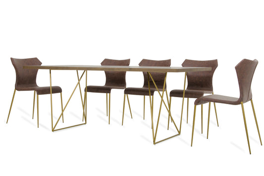 Modrest Marcia Modern Tobacco & Antique Brass Dining Table