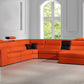 Divani Casa Polaris - Contemporary Orange Bonded Leather U Shaped Sectional Sofa with Lights