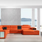Divani Casa Polaris - Contemporary Orange Bonded Leather U Shaped Sectional Sofa with Lights