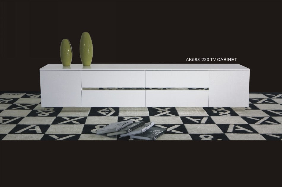 A&X Skyline Modern White Crocodile TV Entertainment Center