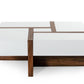 Modrest Makai Modern White & Walnut Square Coffee Table