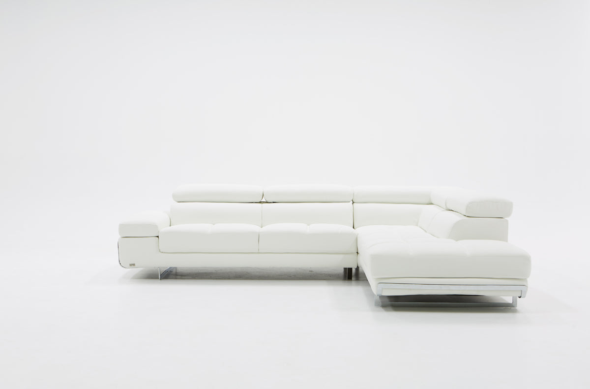 Divani Casa Myst Mini - Modern White Eco-Leather Right Facing Sectional Sofa