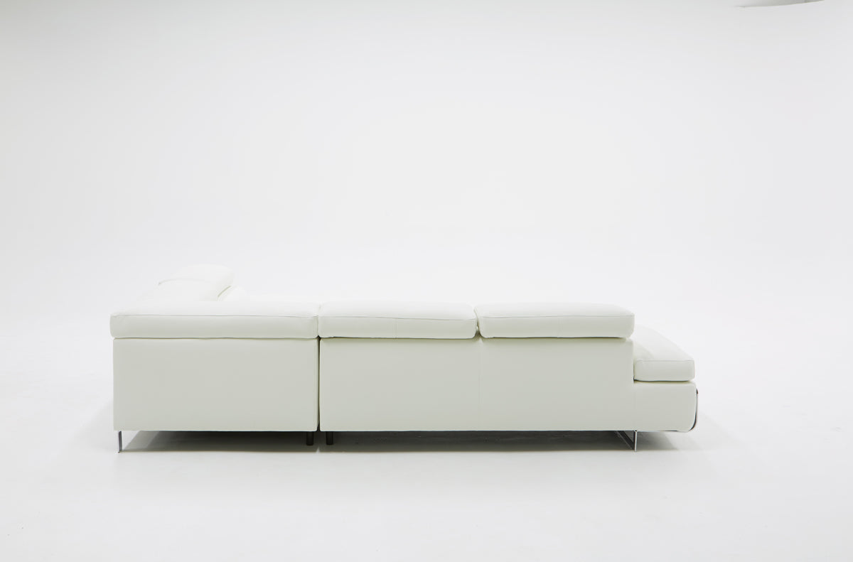 Divani Casa Myst Mini - Modern White Eco-Leather Right Facing Sectional Sofa