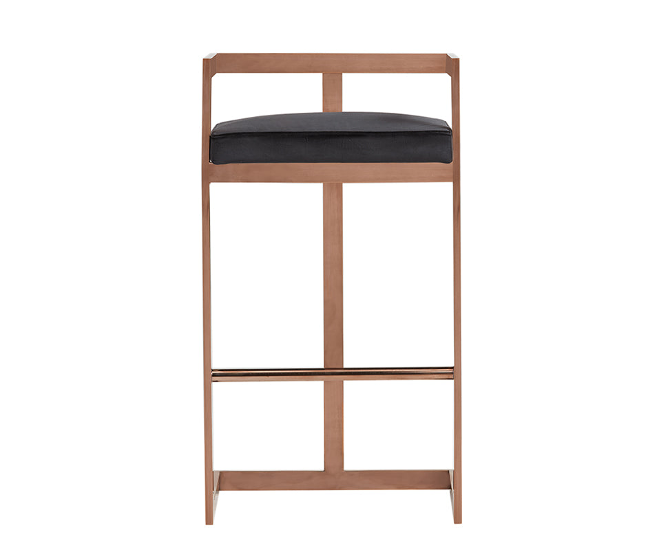 Modrest Halifax Modern Black Velvet & Rosegold Bar Stool