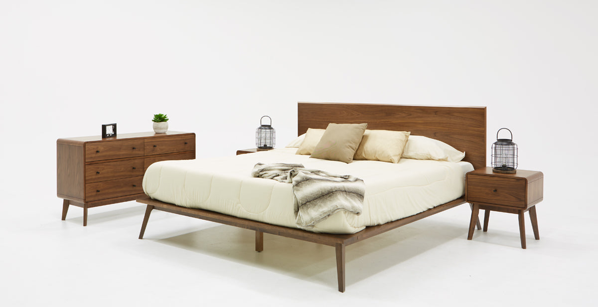 Modrest Carmen Mid-Century Modern Walnut Bed