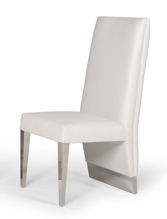 Modrest Kilson Modern White Leatherette & Stainless Steel Dining Chair (Set of 2)