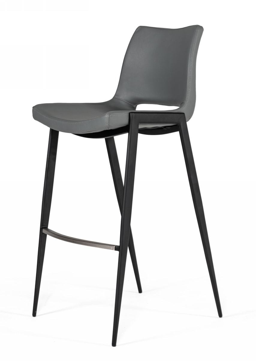 Modrest Bitely - Modern Gray Eco-Leather Bar Stool (Set of 2)