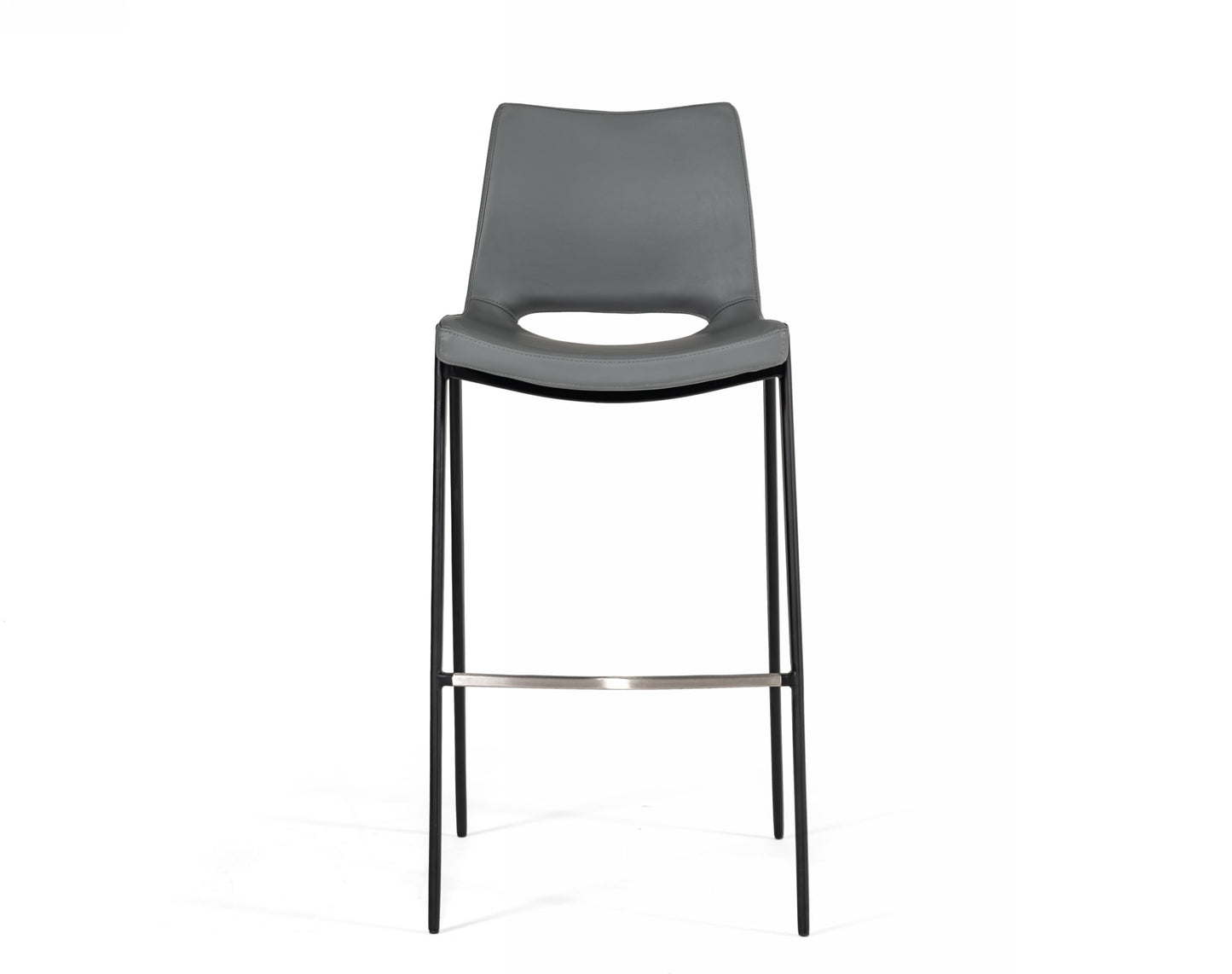 Modrest Bitely - Modern Gray Eco-Leather Bar Stool (Set of 2)